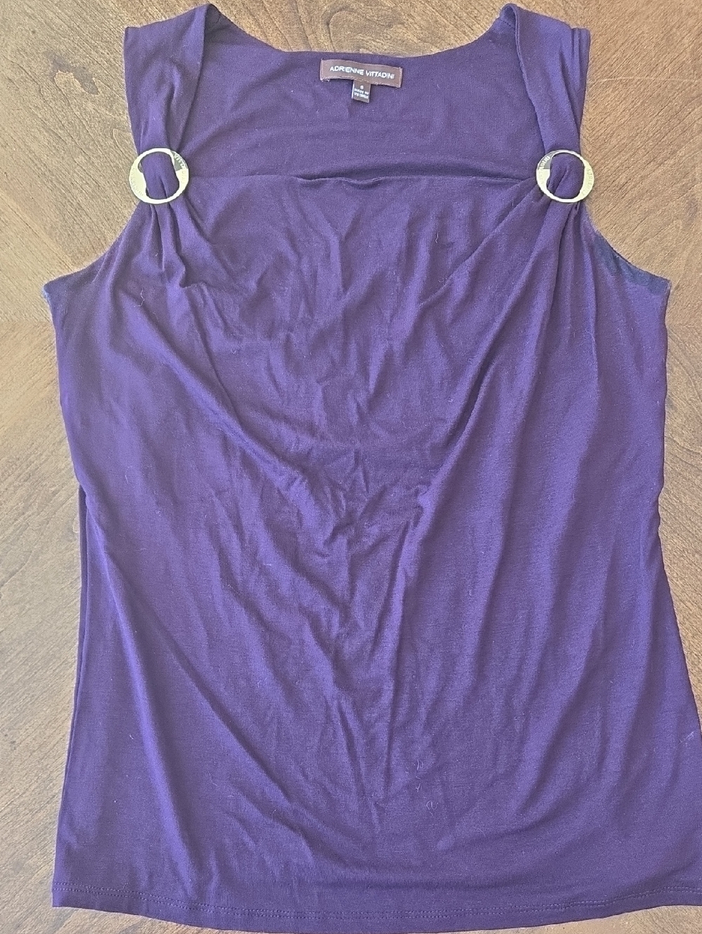 Adrienne Vittadini Deep Purple Tank with Gold Ring Details